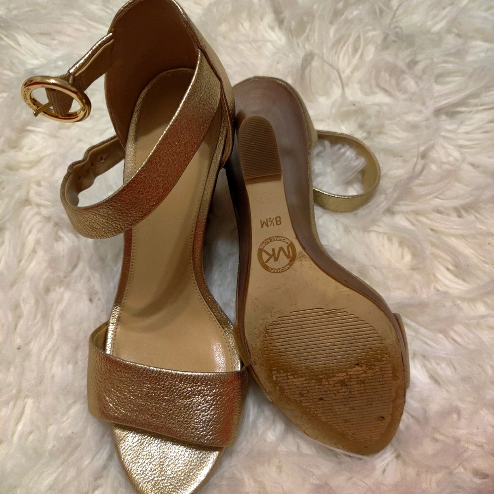 Michael Kors Gold Wedge Sandals 8.5